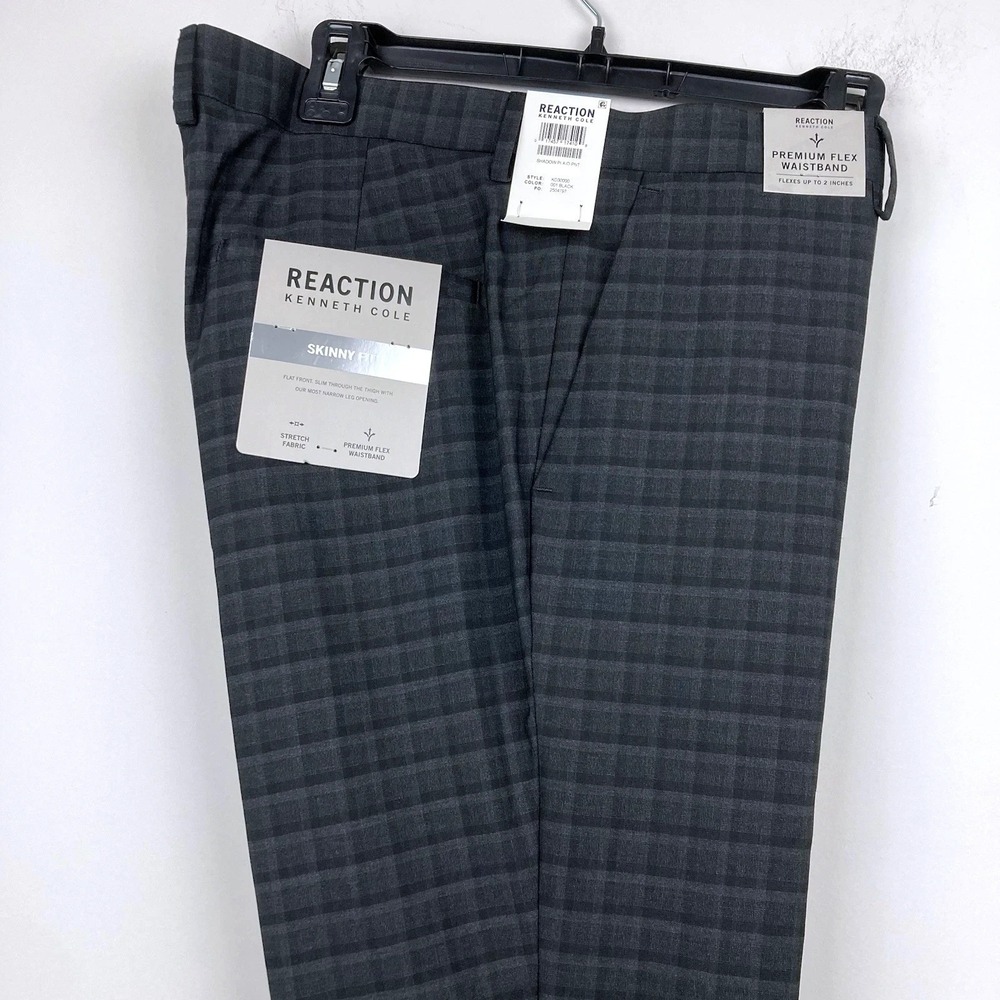 Kenneth Cole Reaction Men's Pants Gabardine Skinny/Extra-Slim‎ Fit Stretch 34x30